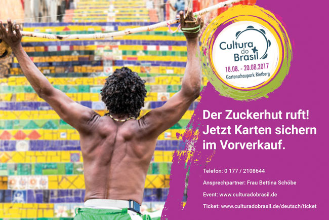 Flyer zum Festival Cultura do Brasil- Tickets im Vorverkauf billiger